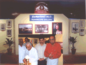 His Highness Sri Uthiradam Thirunal, present Maharajah of Erstwhile Travancore, Dr R. Kannan, I.A.S., Commissioner of Museums; Thiru. Rajesh Lakhani, I.A.S., District Collector, Kanyakumari and other dignitaries look on.