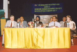 Valedictory Function - Dignitaries from Left to Right on the dais - Dr. Robert Knox, Dr.R.Kannan, I.A.S.; Mr. S.P.Singh, Conservator, National Museum, New Delhi; Dr. Bal Dev Raj, Director, IGCAR, Kalpakkam; Dr. Piplani, Secretary, Nehru Trust, New Delhi and Dr.D.A.Swallow. 